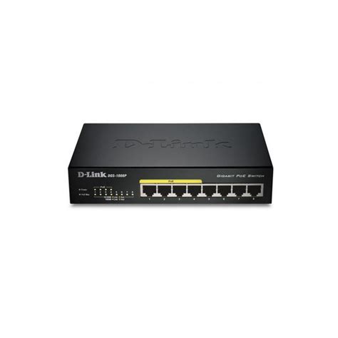 Мрежово оборудване DLINK Switch 8 port 10/100/1000 DGS-1008P, Gigabit ...