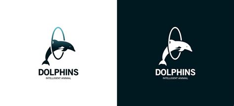 Premium Vector | Blue dolphin logo design vector silhouette jumping in hulahop circle