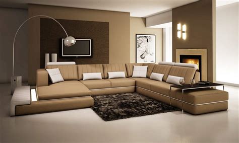 U Shape Sofa Set Modern Leather Sectional Sofa Set (Melody Brown ...