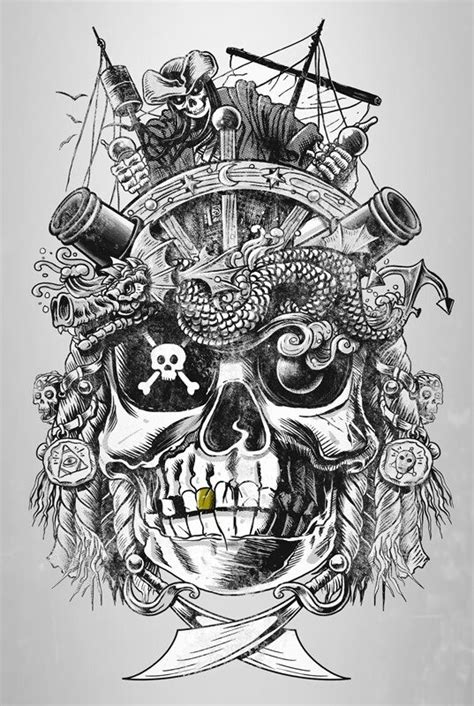 skull pirate art | Amazing body art | Pinterest