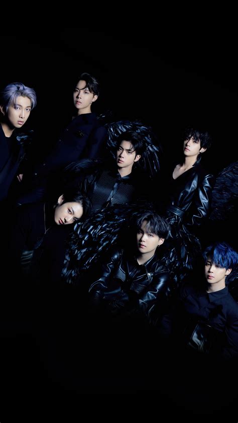 Bts, Map Of The Soul 7, All Members, Black Wings, 4k - Bts With Black ...