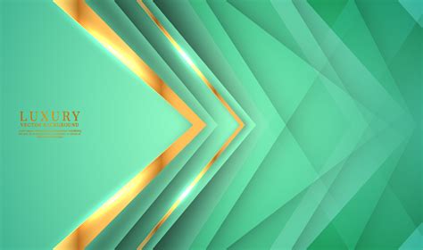 3D green luxury abstract background overlap layer on bright space with golden arrow decoration ...
