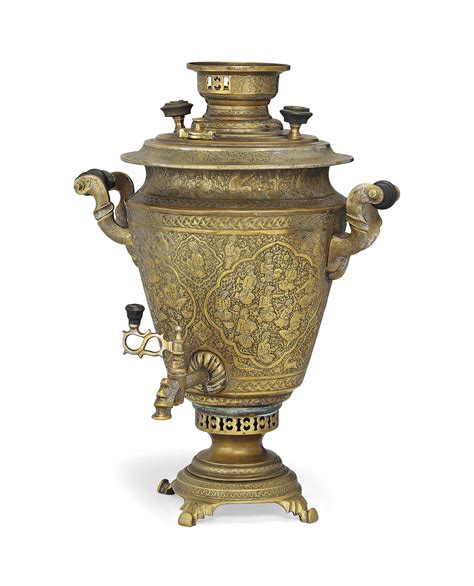 A RUSSIAN SAMOVAR FOR THE QAJAR PERSIAN MARKET , MARKED T. P. T ...