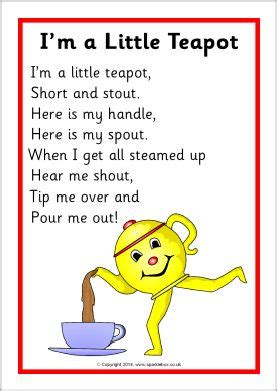 I’m a Little Teapot song sheet (SB10801) - SparkleBox | Nursery rhymes ...