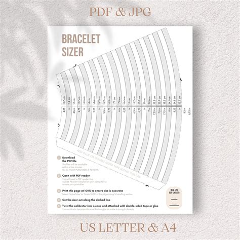 Printable Bracelet Sizer, Digital Download, Bracelet Sizer Gauge - Etsy