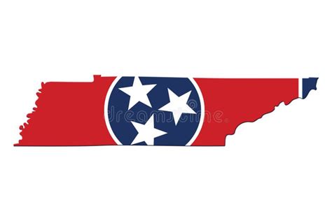 Map of Tennessee in the Tennessee Flag Colors Stock Illustration ...