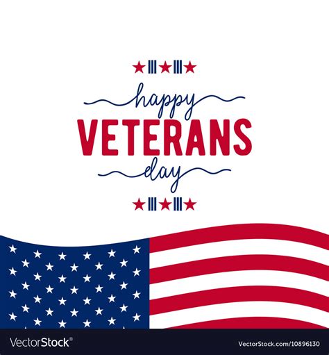 Happy veterans day with waving american flag Vector Image