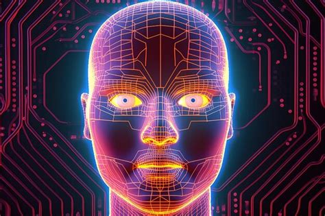 Premium AI Image | AI robot humanoid face with the circuit board background