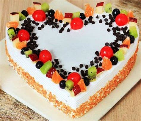 Fresh Fruit Heart Shape Cake - Avon Bakers