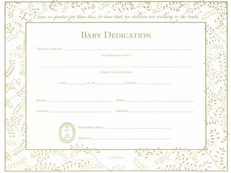 Baby Dedication Certificate Template