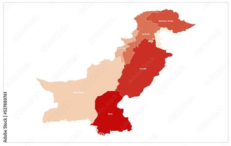 Pakistan Vector map illustration with state name Stock Illustration ...