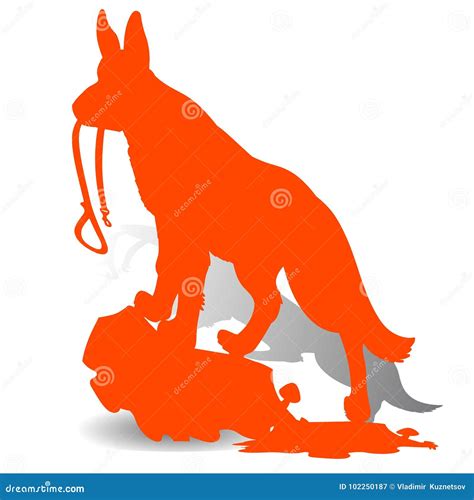 Orange Silhouette of a Dog German Shepherd Holding a Leash, an Stock Illustration - Illustration ...