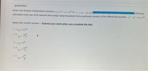 Solved QUESTION 3 The auxiliary equation for the | Chegg.com