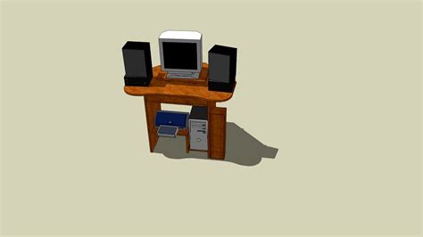 Corner table computer 3d model