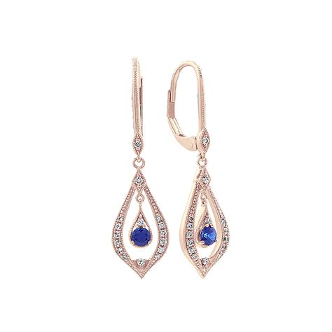 Traditional Blue Sapphire and Diamond Dangle Earrings | Shane Co.