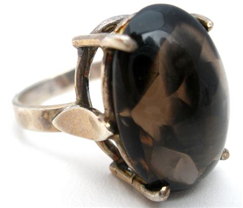 The Jewelry Lady's Store: Sterling Silver Smoky Quartz Ring Size 7 Vintage