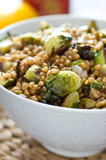 Lemony Wheat Berries with Roasted Brussel Sprouts | Oh My Veggies