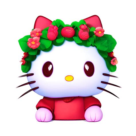 Hello Kitty Flower Crown Kawaii Chibi · Creative Fabrica