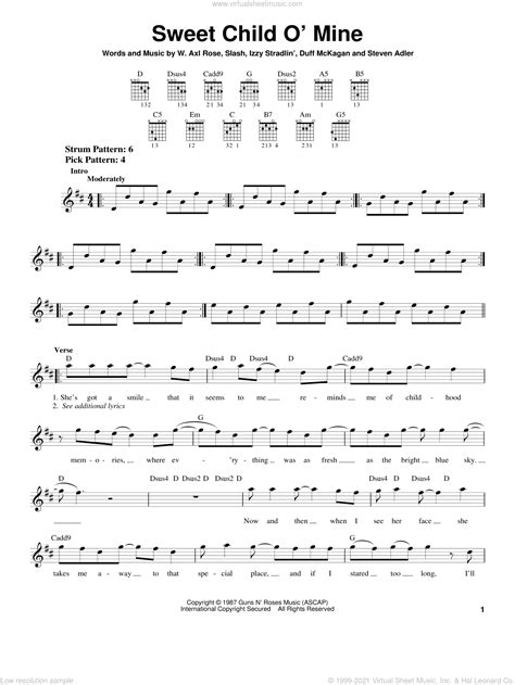 Roses - Sweet Child O' Mine for guitar solo (chords) interactive sheet music