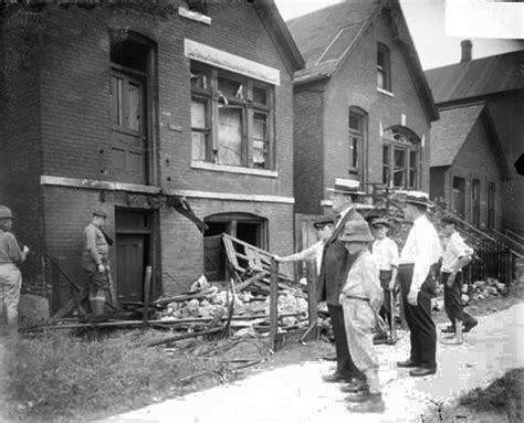 File:Chicago race riot, white men, boys standing in front of vandalized house.jpg - Wikimedia ...