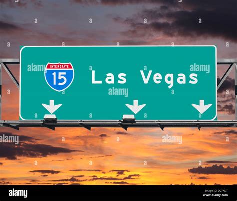 Interstate 15 freeway to Las Vegas, Nevada with sunset dky Stock Photo ...