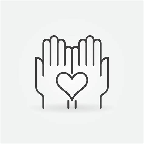 Heart in Hands linear icon. Kindness vector line symbol 13093295 Vector ...