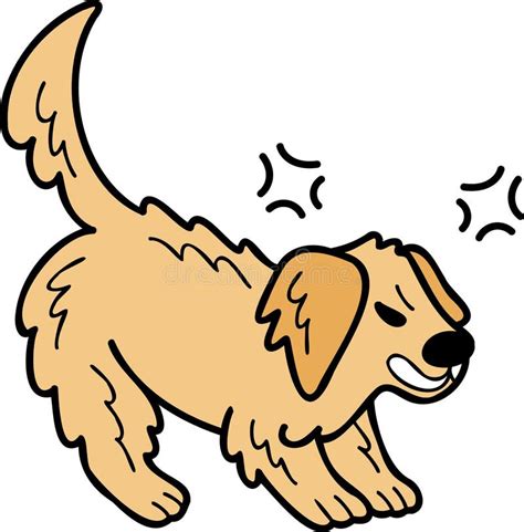 Hand Drawn Angry Golden Retriever Dog Illustration in Doodle Style Stock Vector - Illustration ...