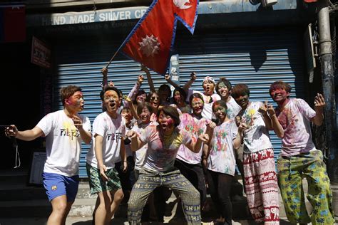 Revellers celebrate Holi in Kathmandu