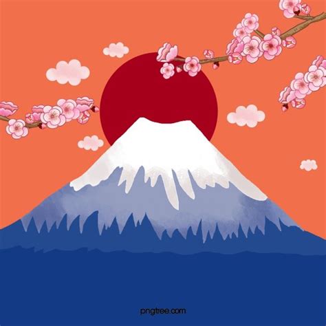 Mt Fuji White Transparent, Cartoon Mt Fuji Vector, Blue, Cartoon ...