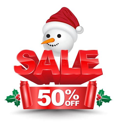 3D Christmas Sale 50 Percent Off Red Banner Stock Vector - Illustration ...