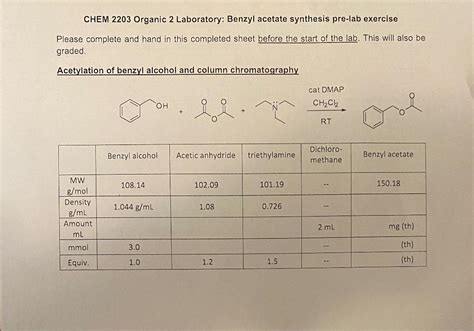 Solved CHEM 2203 Organic 2 Laboratory: Benzyl acetate | Chegg.com