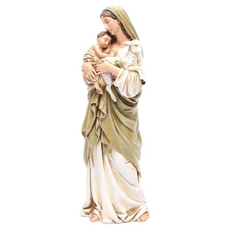 Our Lady statue with baby Jesus in coloured wood pulp 15cm | online sales on HOLYART.com