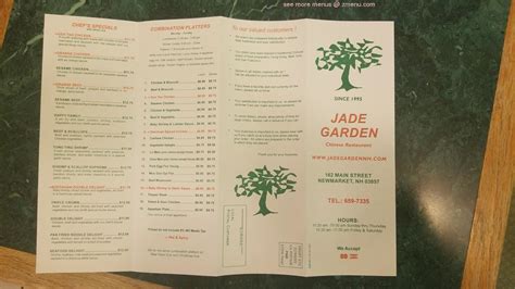 Menu at Jade Garden restaurant, Newmarket