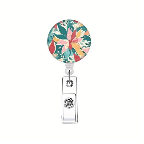 Abstract Flower Badge Reel Retractable Badge Holder Cute Nurse Badge Reels Badge Clip For Nurse ...