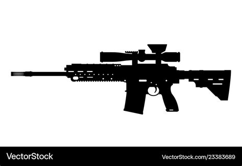 Black silhouette of sniper rifle Royalty Free Vector Image