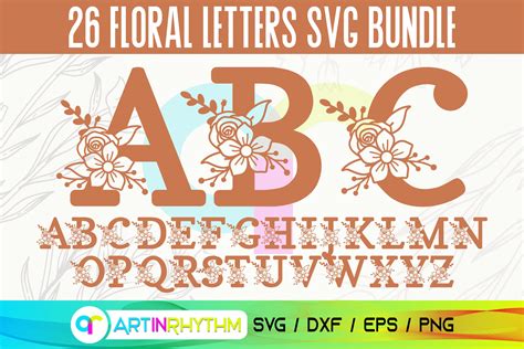 Alphabet Letter Svg Bundle Floral Letter Monogram Svg Floral - Etsy