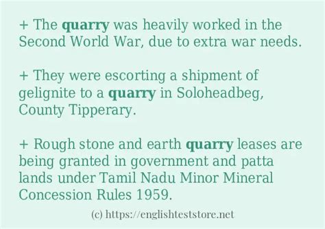 Example uses in sentence of "quarry" - EnglishTestStore Blog