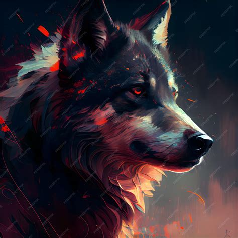 Premium AI Image | Digital painting of a wolf's face Digital painting ...