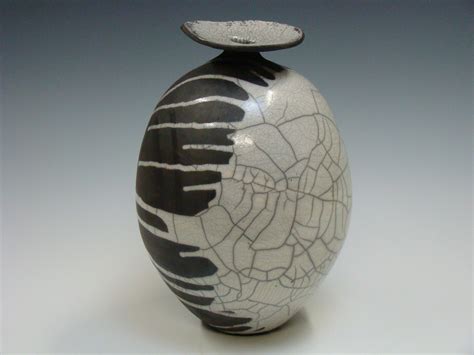 Raku Fired White Crackle Glaze - Ceramic Art by Winston Taylor