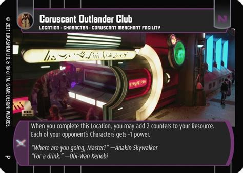 Coruscant Outlander Club Card - Star Wars Trading Card Game