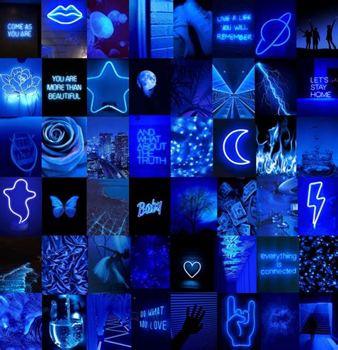 Neon Blue Aesthetic Photo Wall Collage Kit - Etsy UK