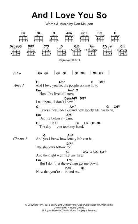 And I Love You So by Don McLean - Guitar Chords/Lyrics - Guitar Instructor