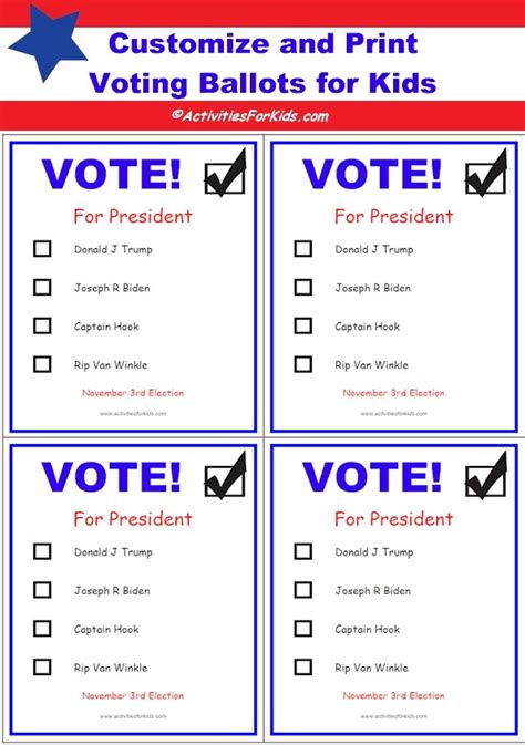 Free Printable Ballots for Kids - Classroom Voting Ballot