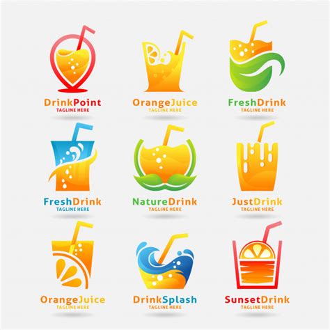 مجموعه لوگو آبمیوه و نوشیدنی – Collection of fresh drink logo | گرافیستیم