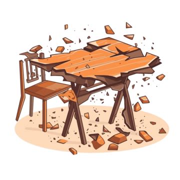 Broken Table Cartoon Vector, Illustration Clipart, Sticker Design With Cartoon Broken Table ...