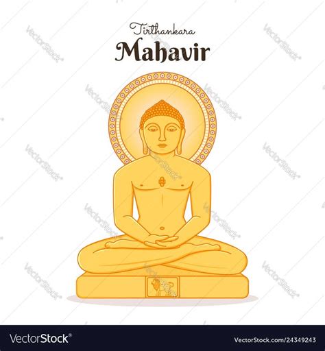 Tirthankara Mahavir Swami idol vector illustration. 24th tirthankara of Jainsim. Mahavir Jayanti ...