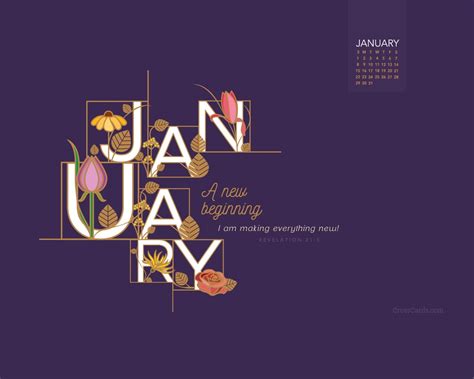 January 2017 - A New Beginning Desktop Calendar- Free January Wallpaper