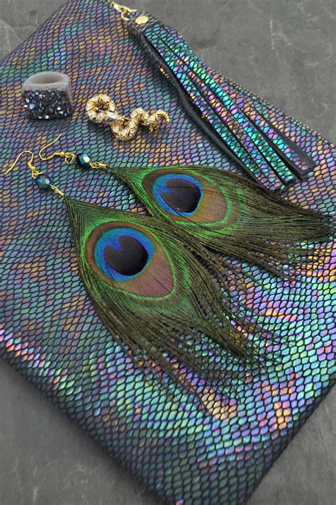 Large Peacock Feather Earrings