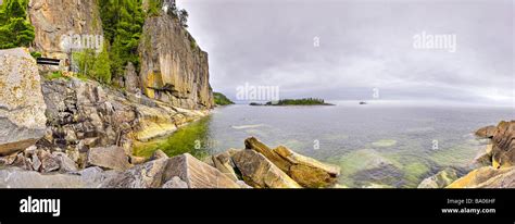 Panoramic Agawa Rock along the Agawa Rock Pictographs Trail Lake ...