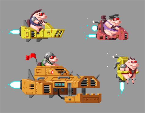 Enemy Pig Sprites from our 80s themed iOS game. - Imgur Pixel Art Gif, Easy Pixel Art, Pixel Art ...